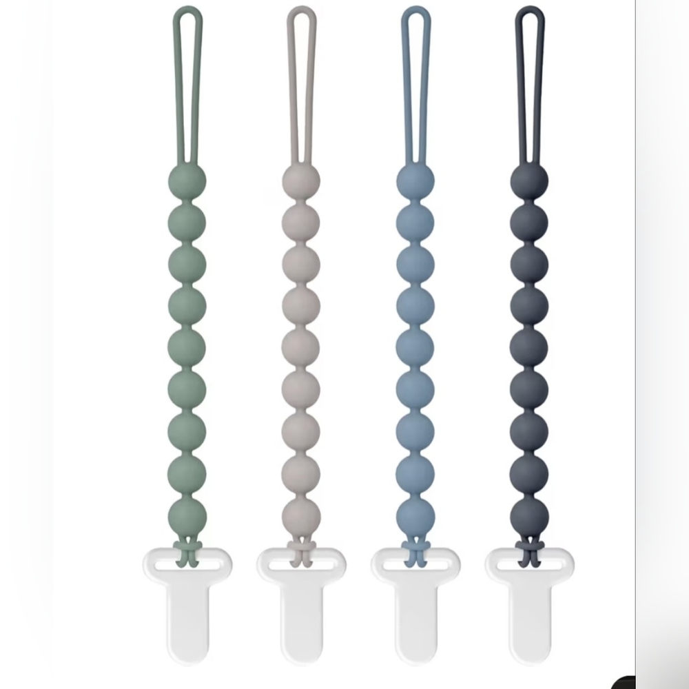 💛🩵CUDDLE CAMPUS PACIFIER CLIP HOLDER‎ 6 MONTHS + SET OF 4 ,NEW OPEN BOX💙💚